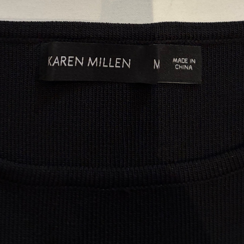 Karen Millen Sweater Black Embellished Chiffon Sleeves Rhinestones Black Medium - Picture 6 of 16